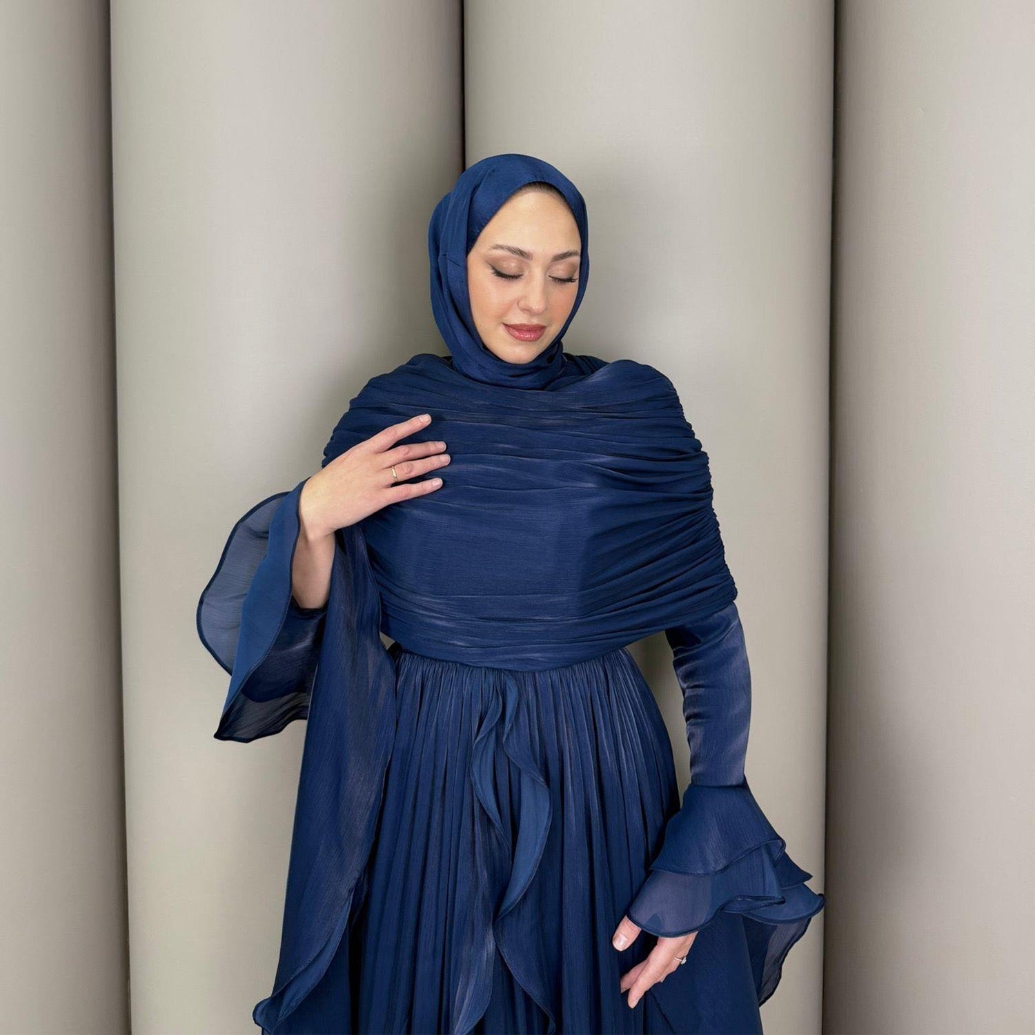 Rüschen Maxi Kleid