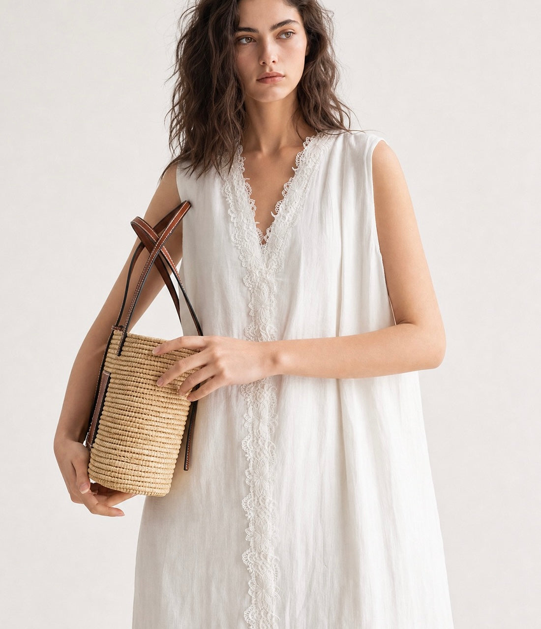 Leinen Spitzen Kleid
