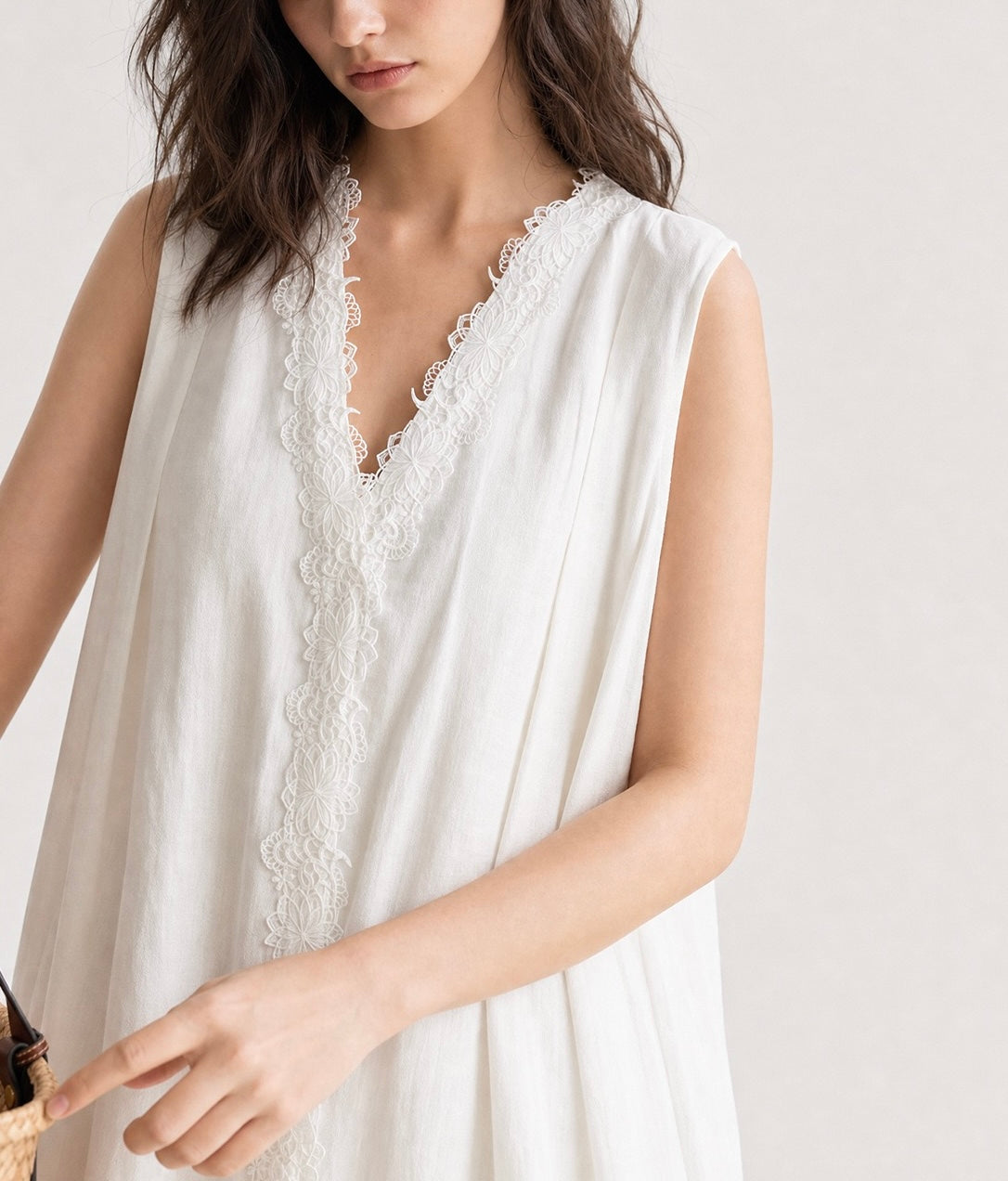 Leinen Spitzen Kleid