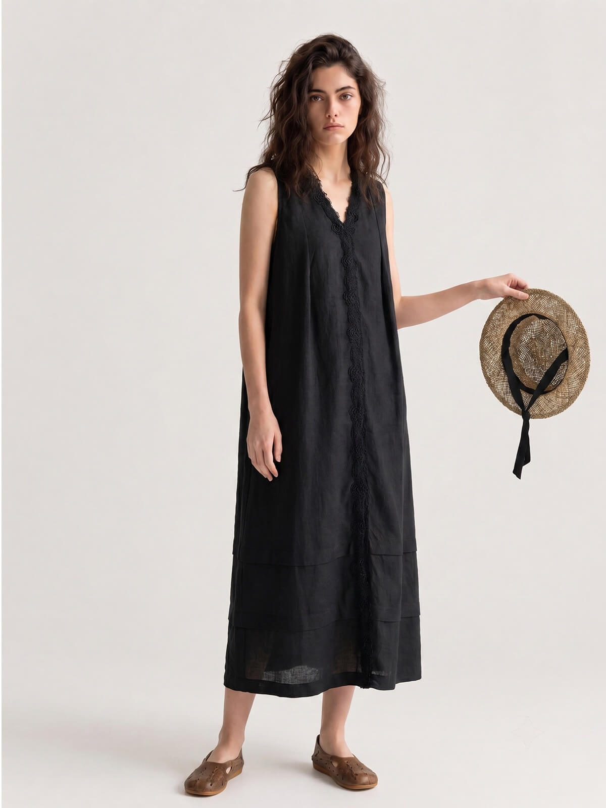 Leinen Spitzen Kleid