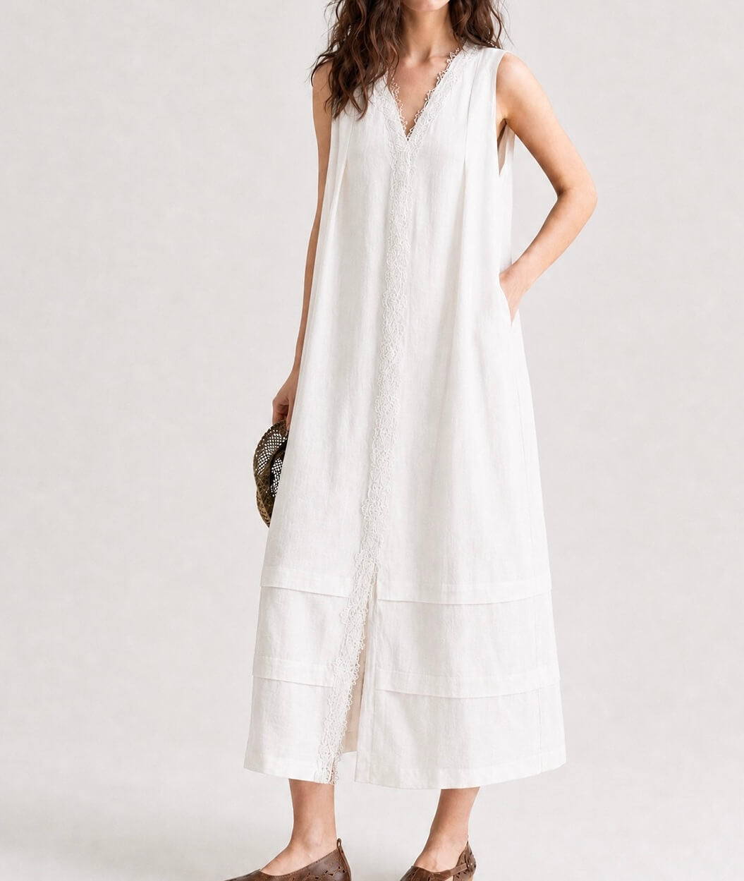 Leinen Spitzen Kleid
