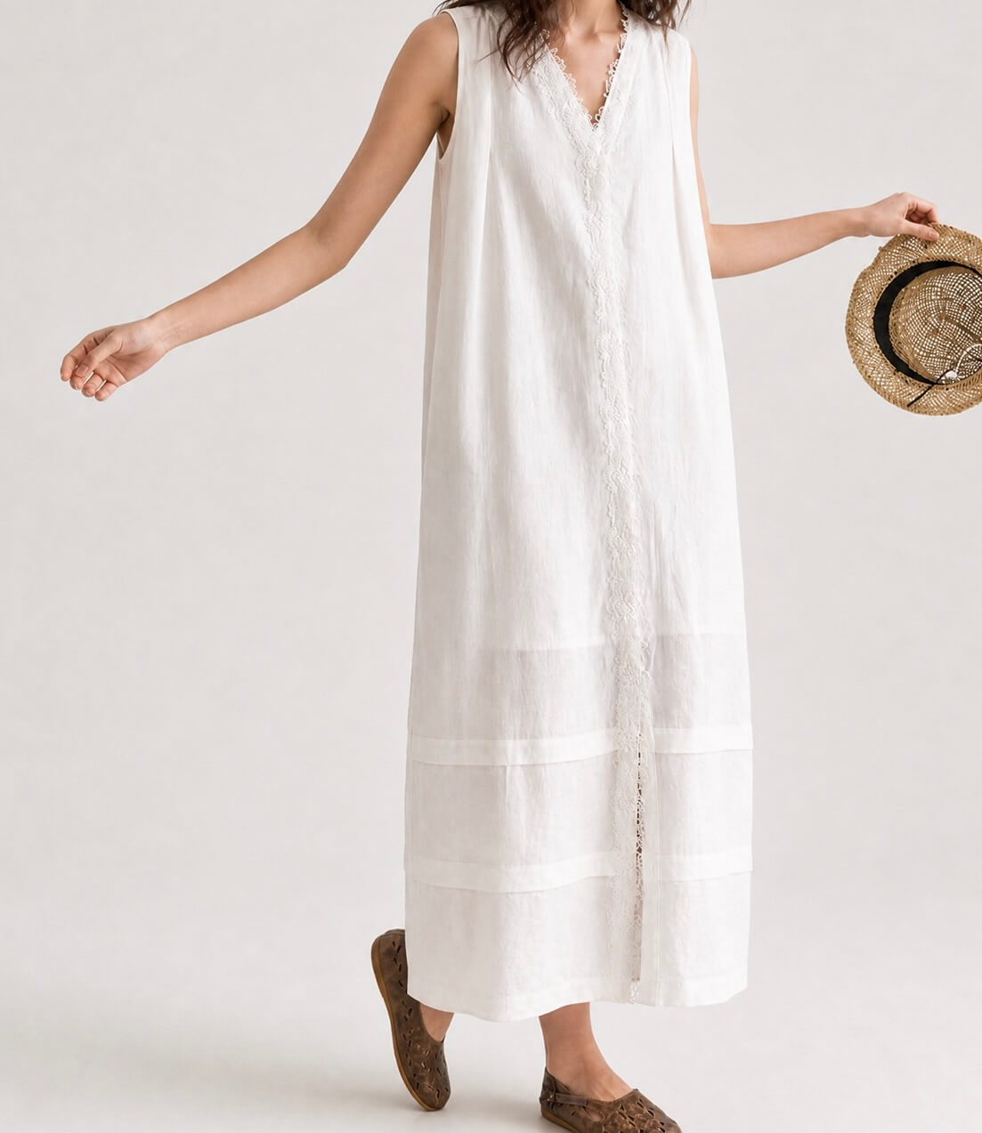 Leinen Spitzen Kleid