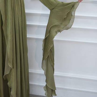 Rüschen Maxi Kleid
