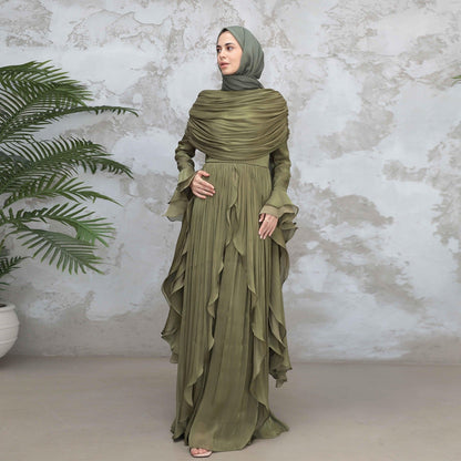 Rüschen Maxi Kleid