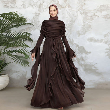 Rüschen Maxi Kleid