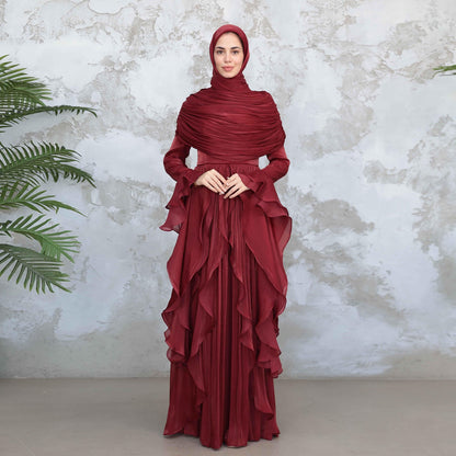 Rüschen Maxi Kleid