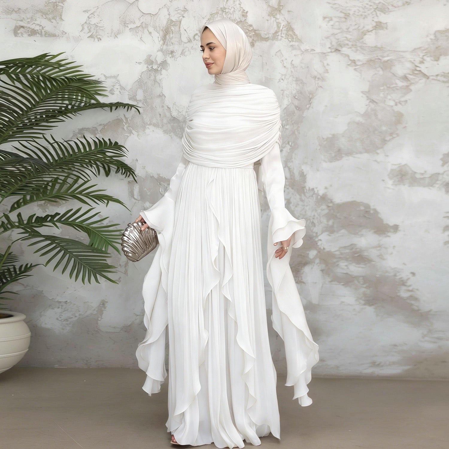 Rüschen Maxi Kleid