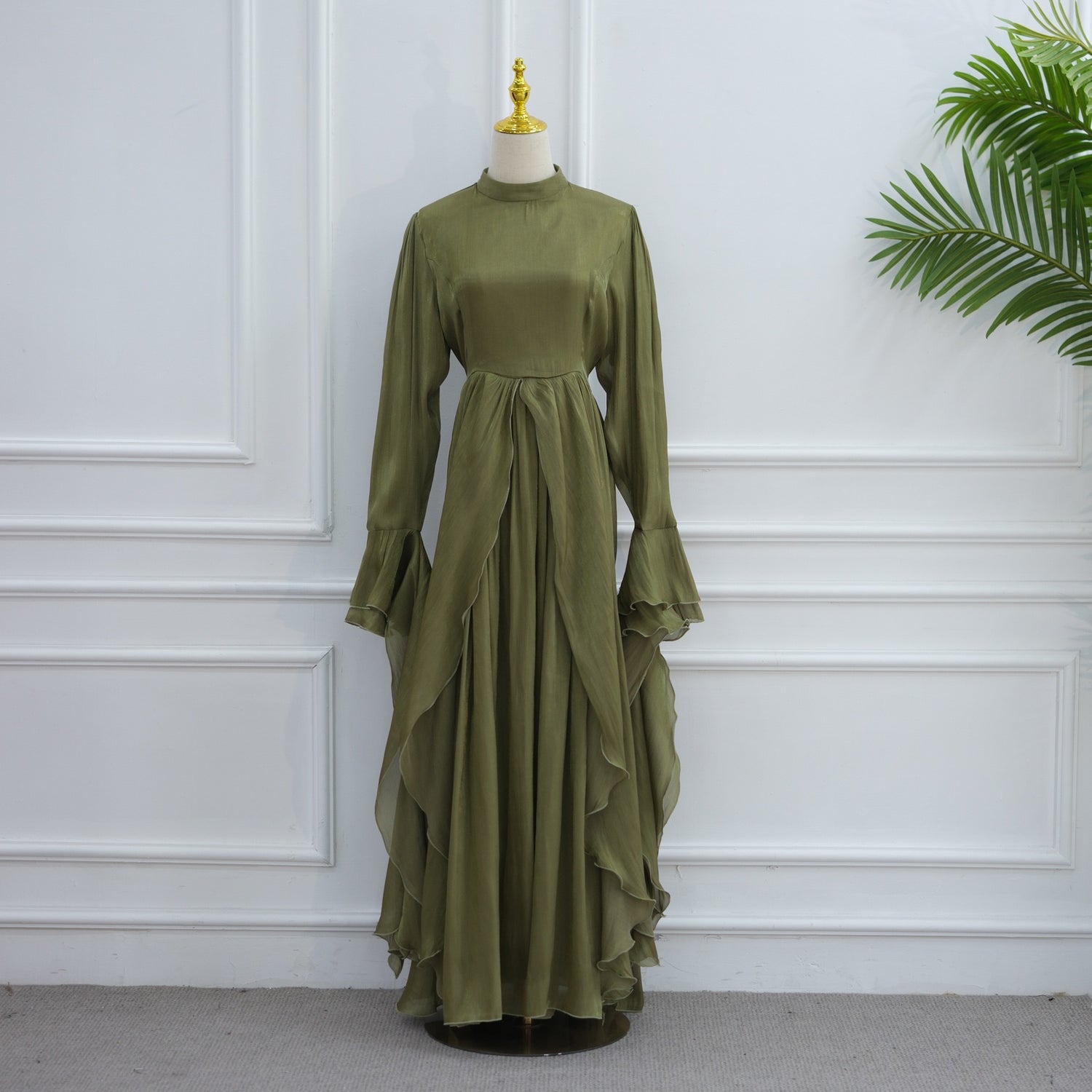 Rüschen Maxi Kleid