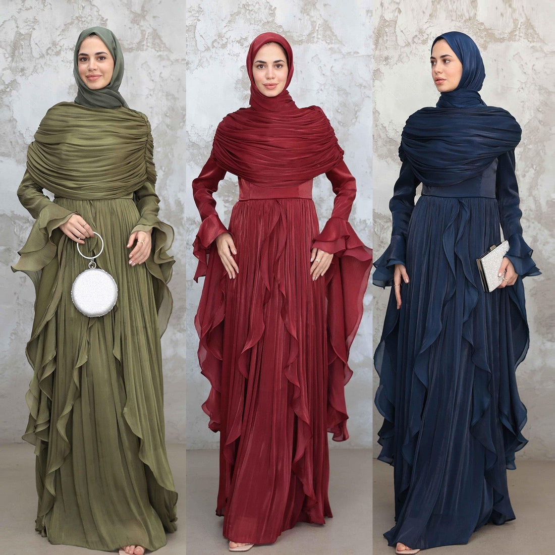 Rüschen Maxi Kleid