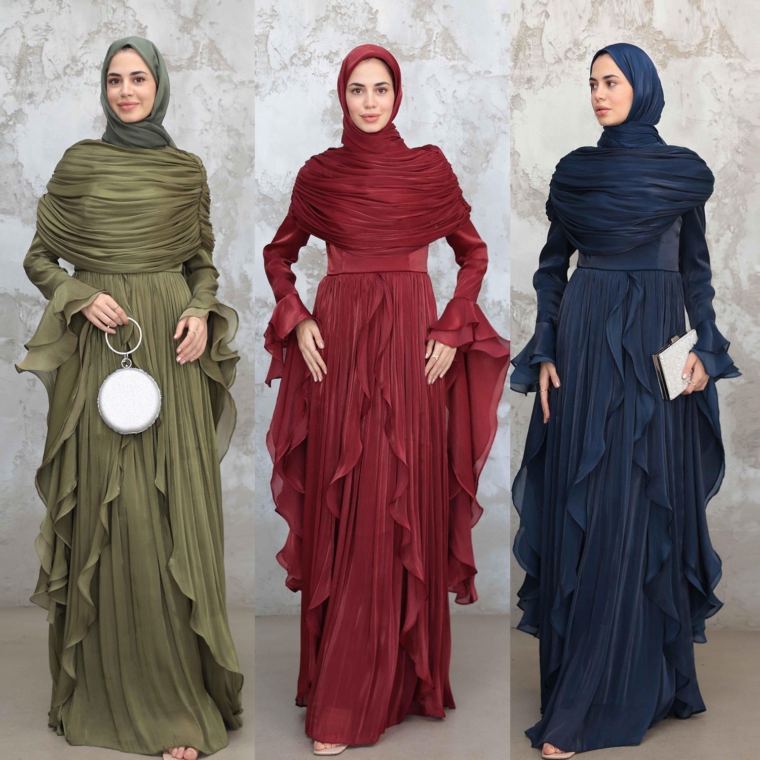 Rüschen Maxi Kleid