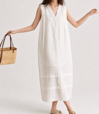 Leinen Spitzen Kleid