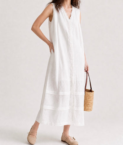 Leinen Spitzen Kleid