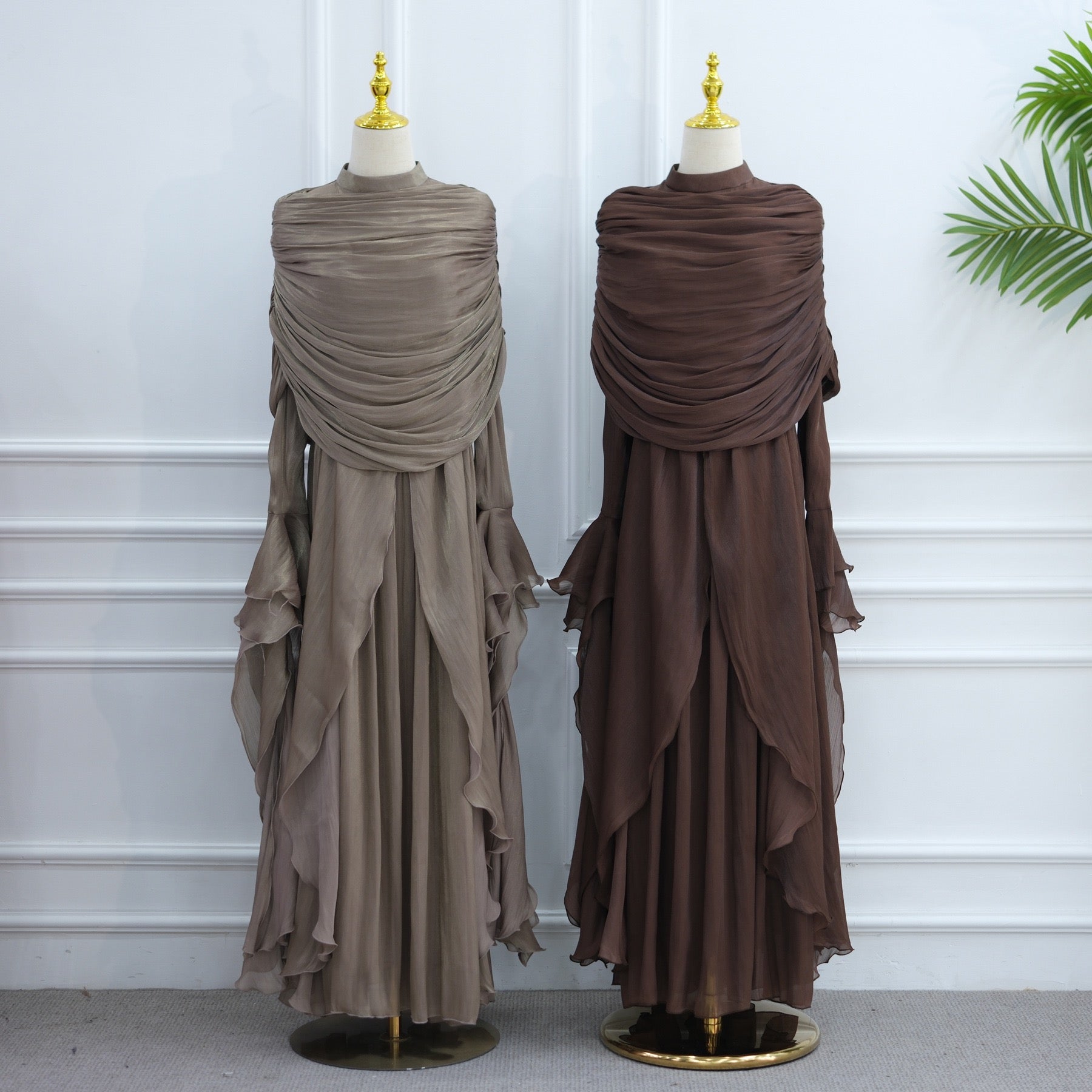 Rüschen Maxi Kleid