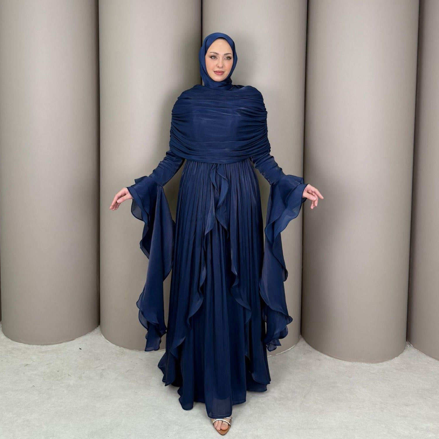 Rüschen Maxi Kleid