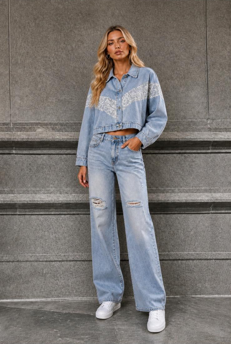 Lace Denim Set