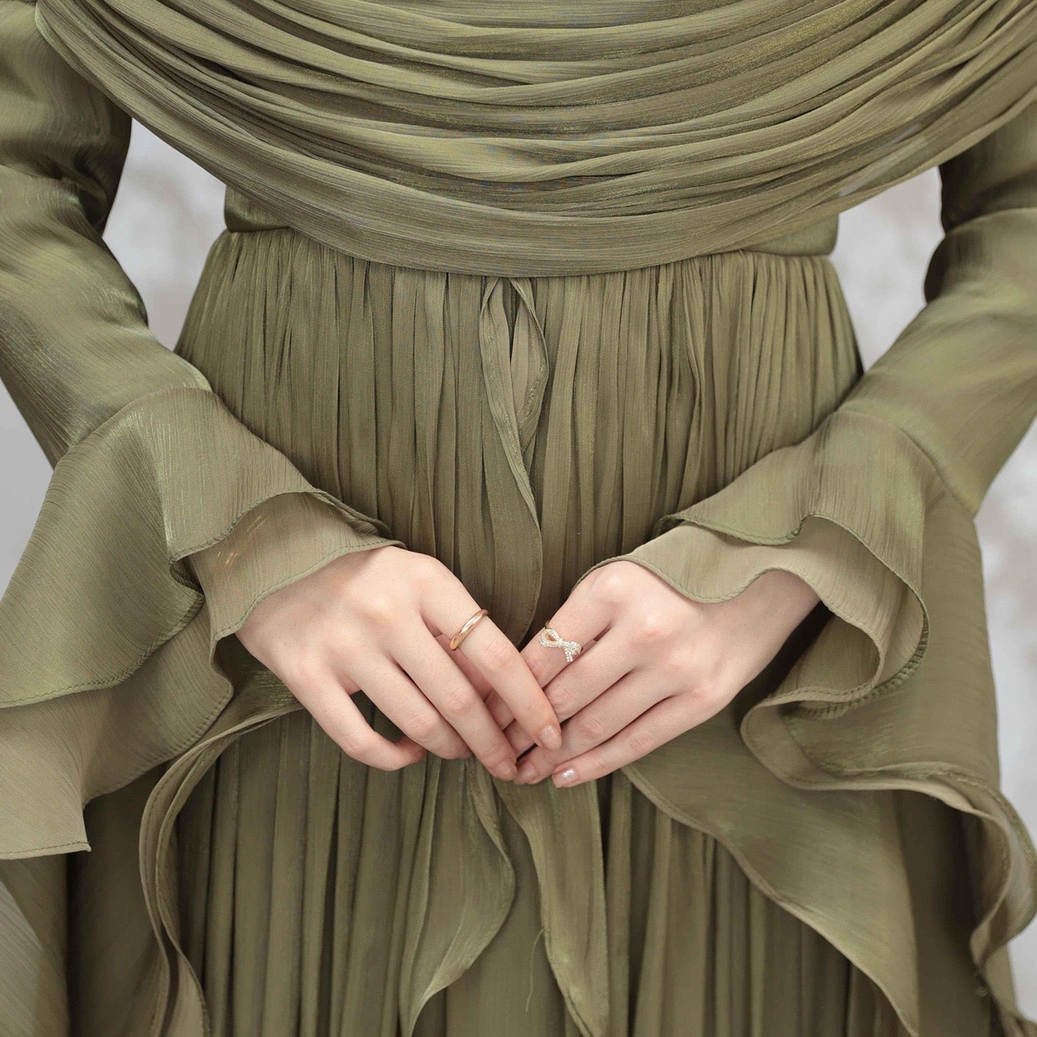 Rüschen Maxi Kleid
