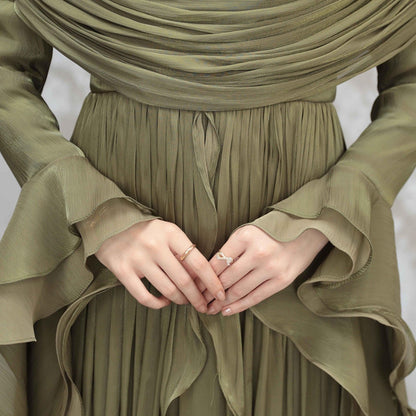 Rüschen Maxi Kleid