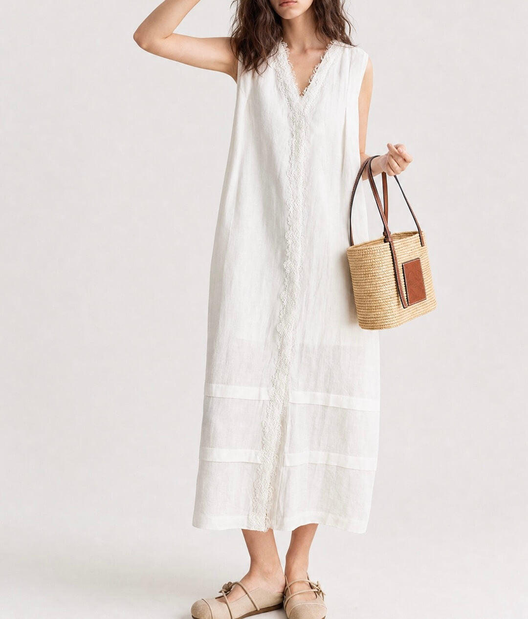 Leinen Spitzen Kleid