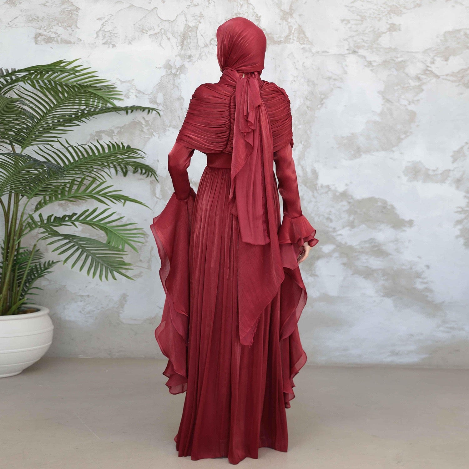Rüschen Maxi Kleid