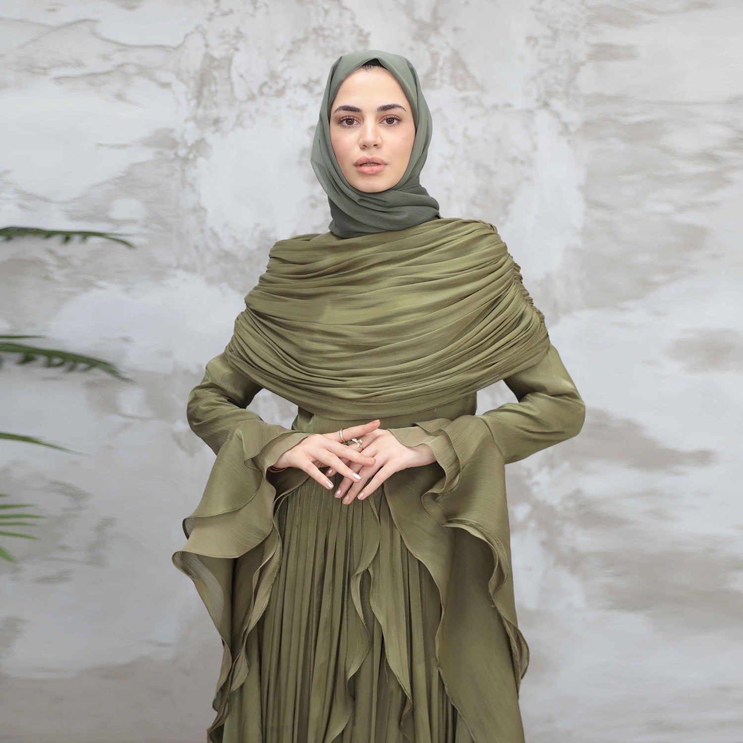 Rüschen Maxi Kleid