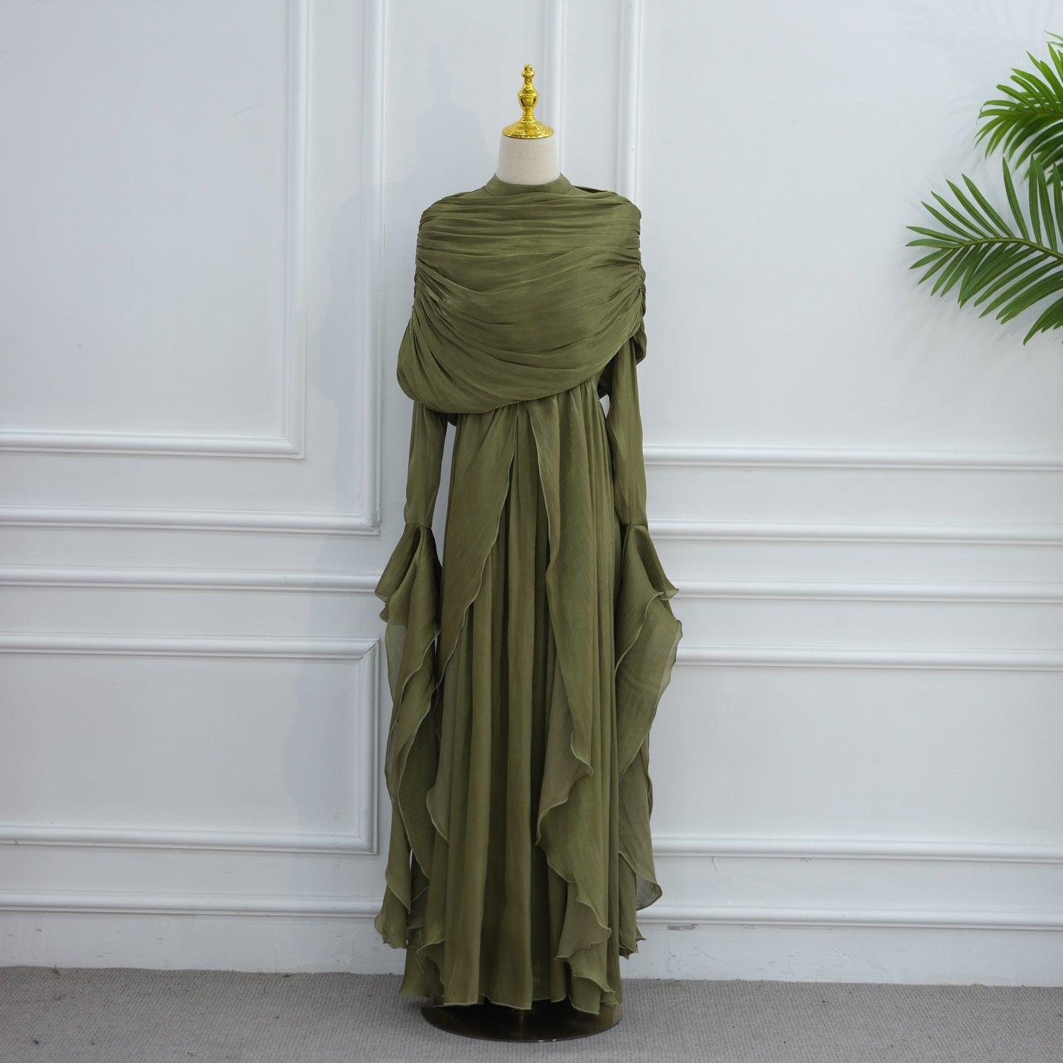 Rüschen Maxi Kleid