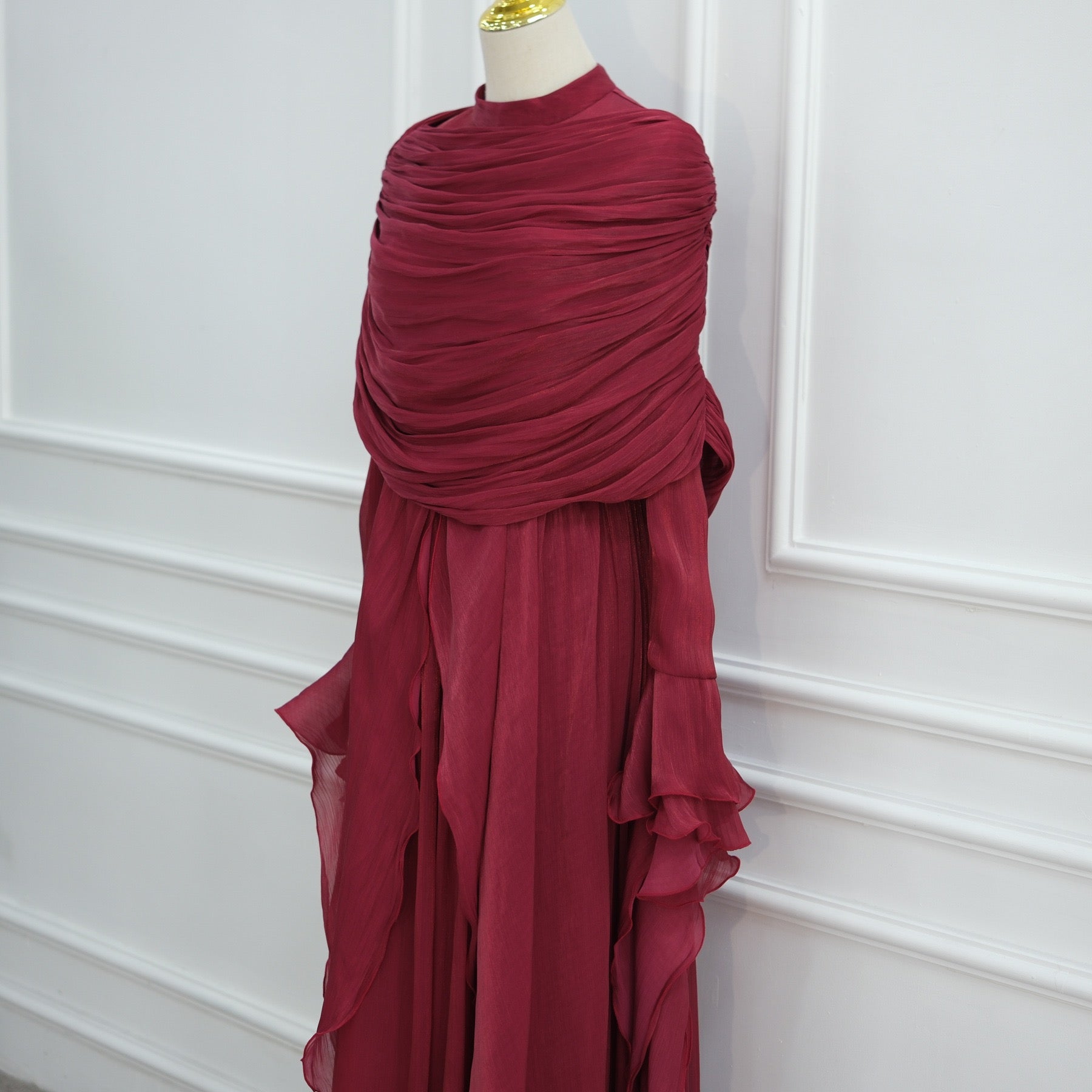 Rüschen Maxi Kleid