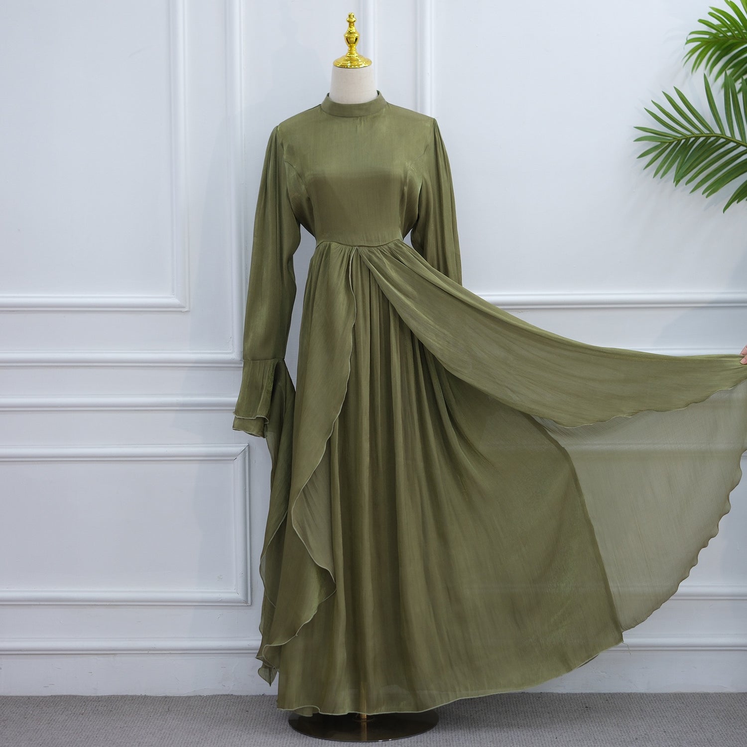Rüschen Maxi Kleid