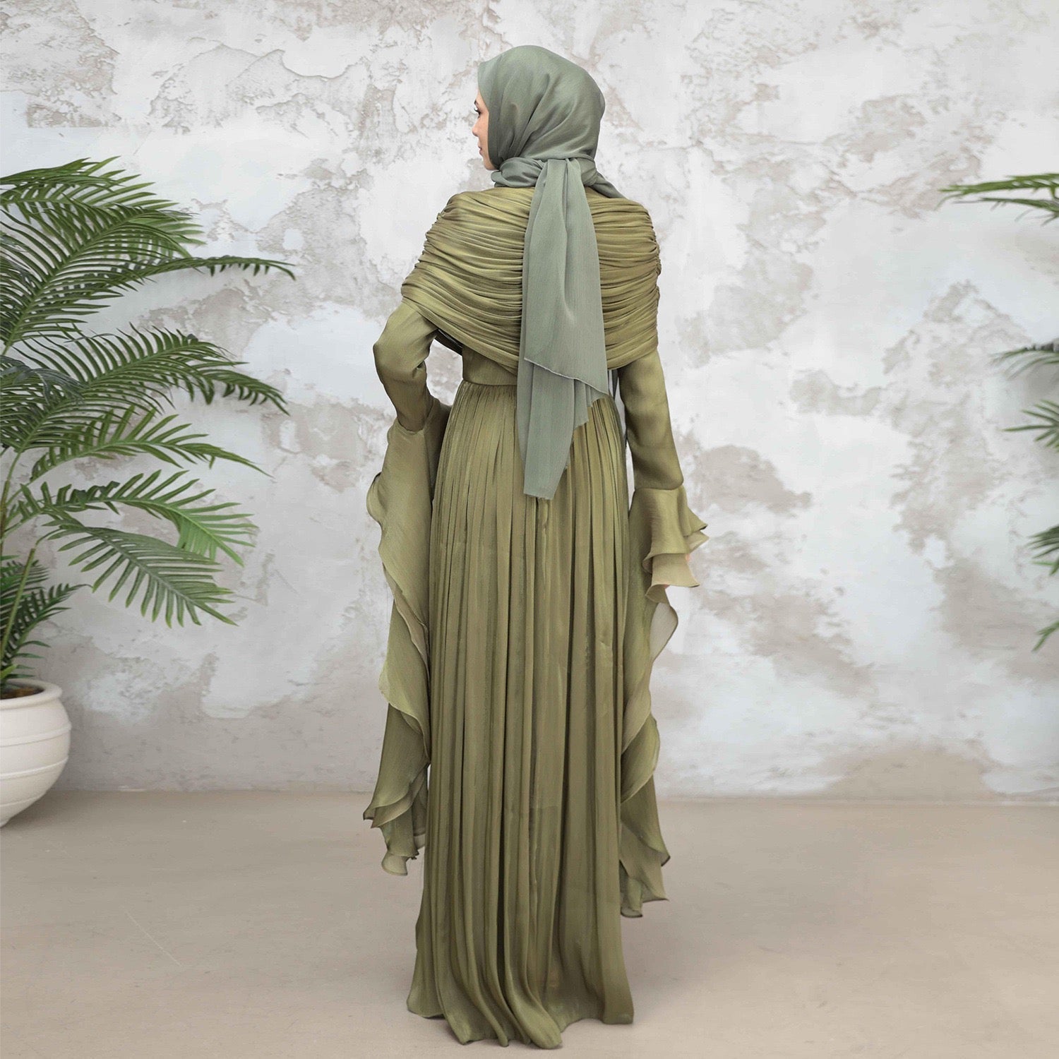 Rüschen Maxi Kleid