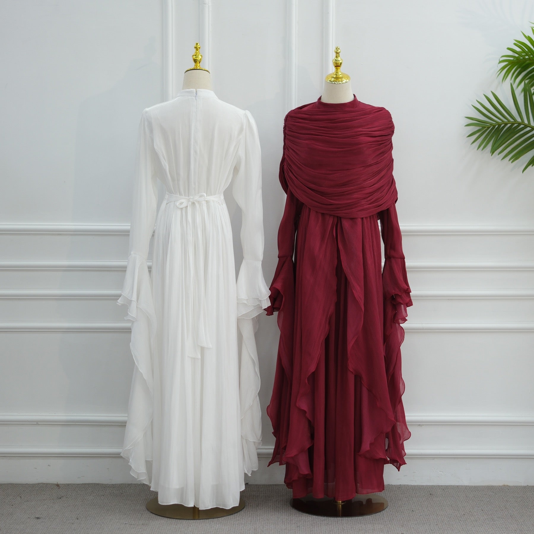 Rüschen Maxi Kleid