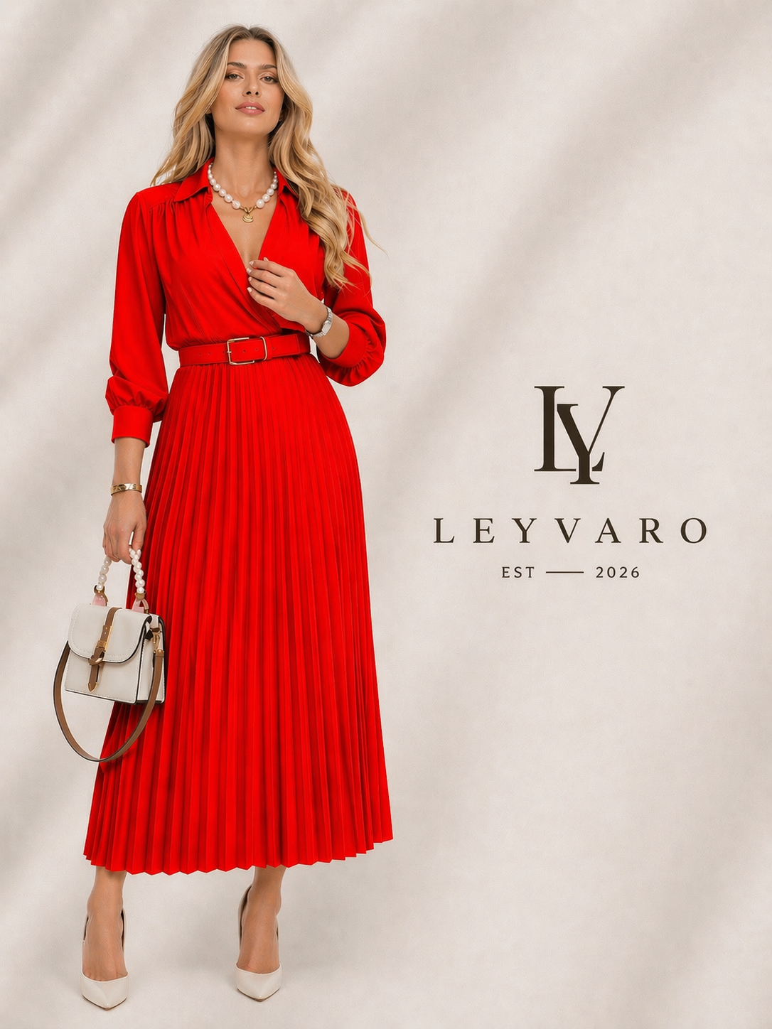 Leyvaro Élégance Pleated Dress