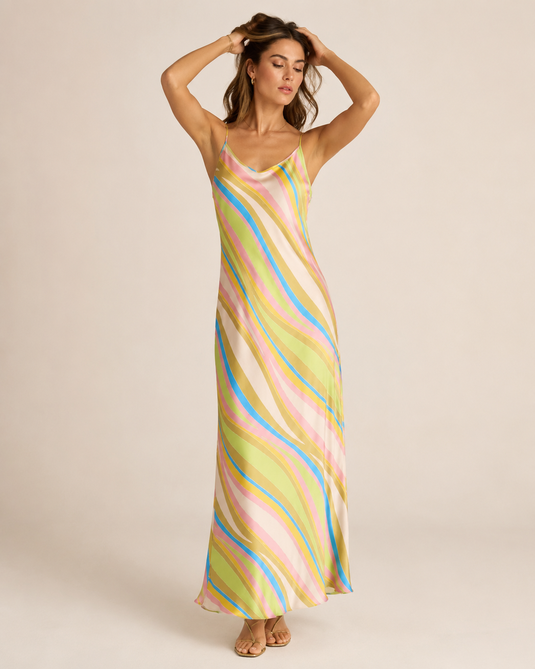 Zaira Printed Satin Midi Dress