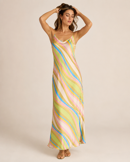 Zaira Printed Satin Midi Dress