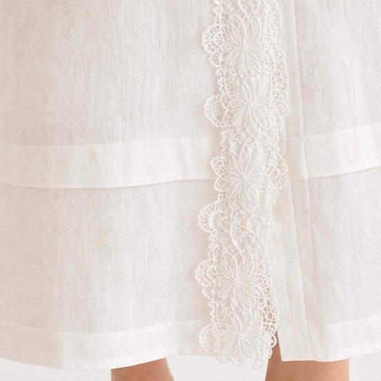 Leinen Spitzen Kleid