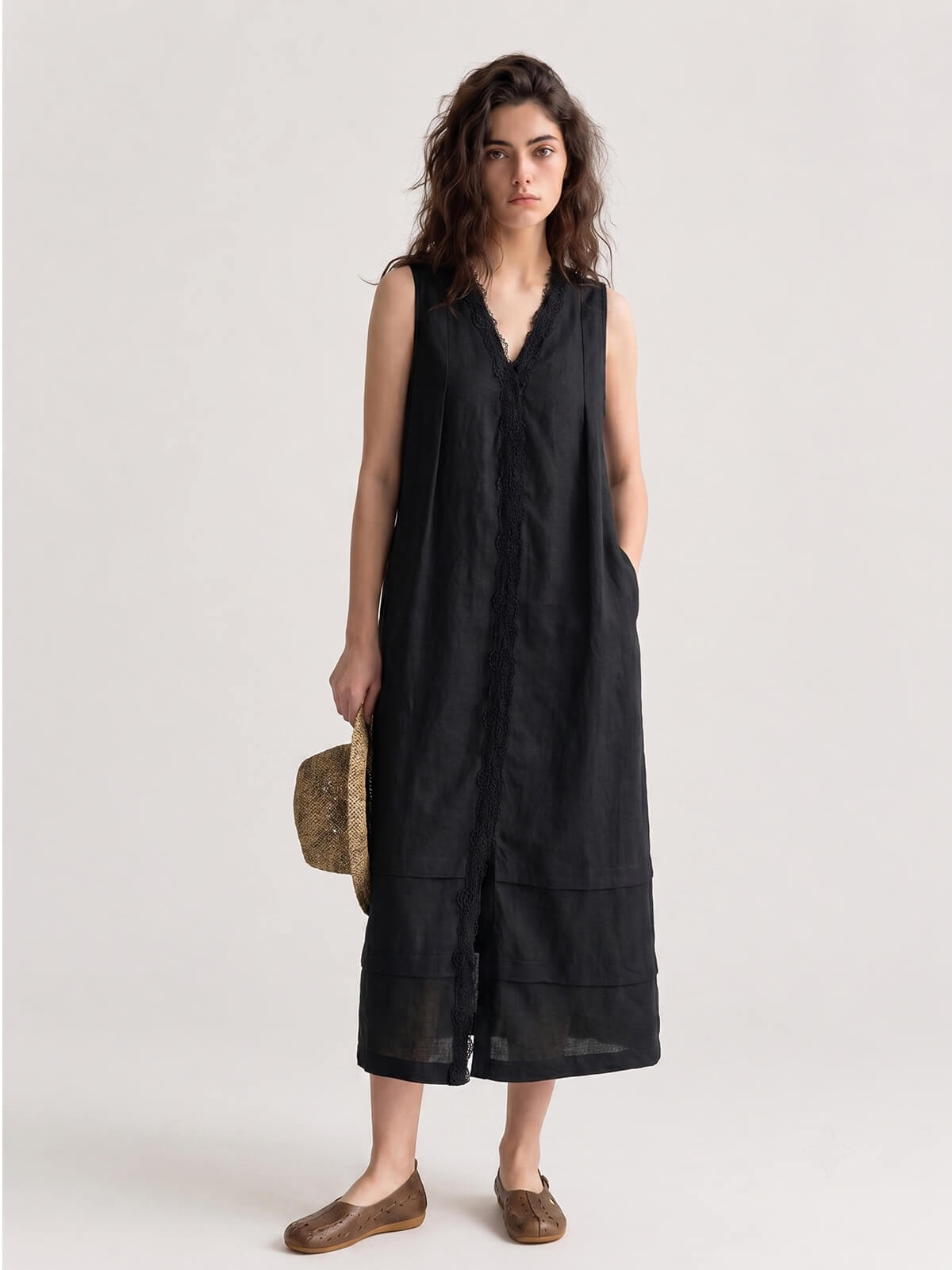 Leinen Spitzen Kleid