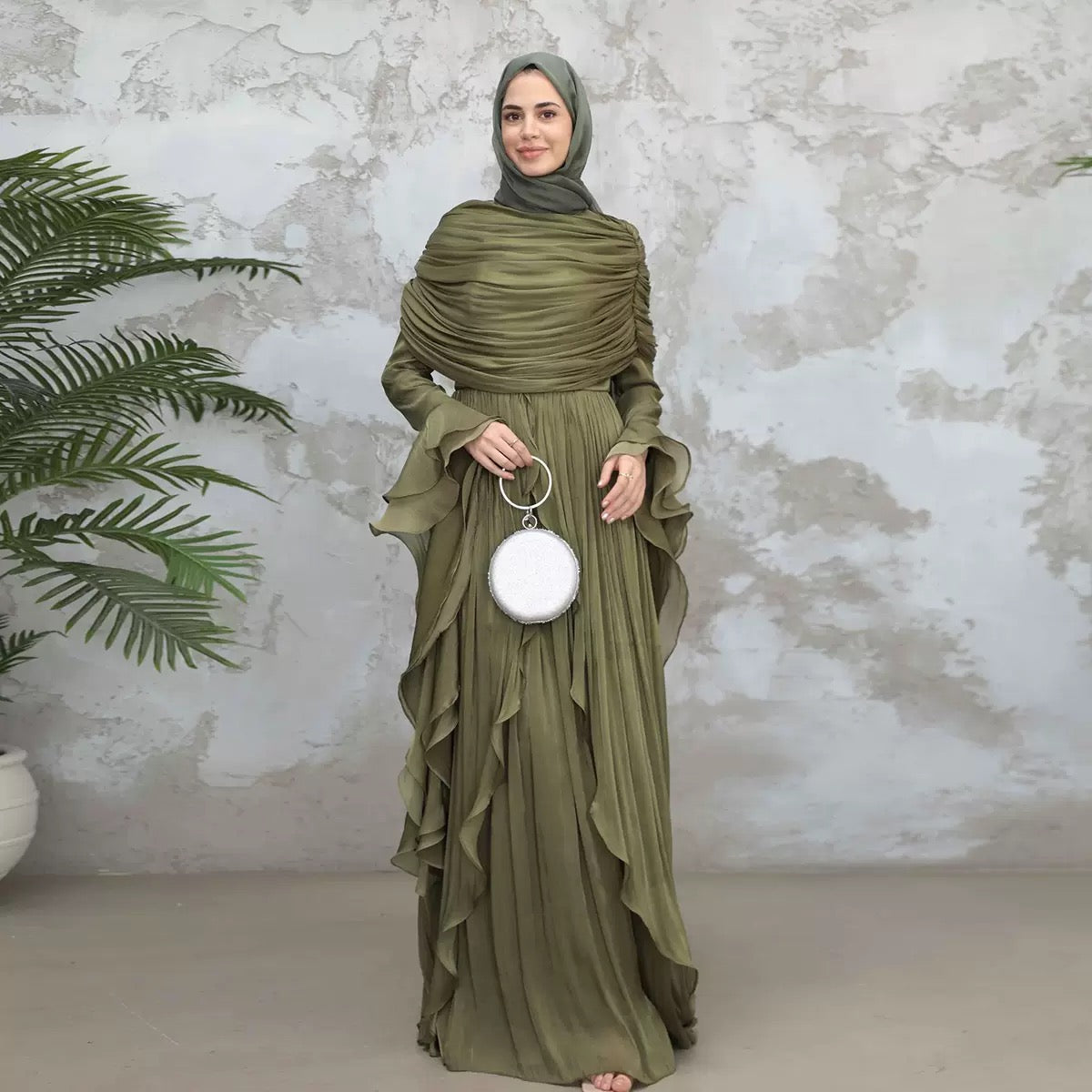 Rüschen Maxi Kleid