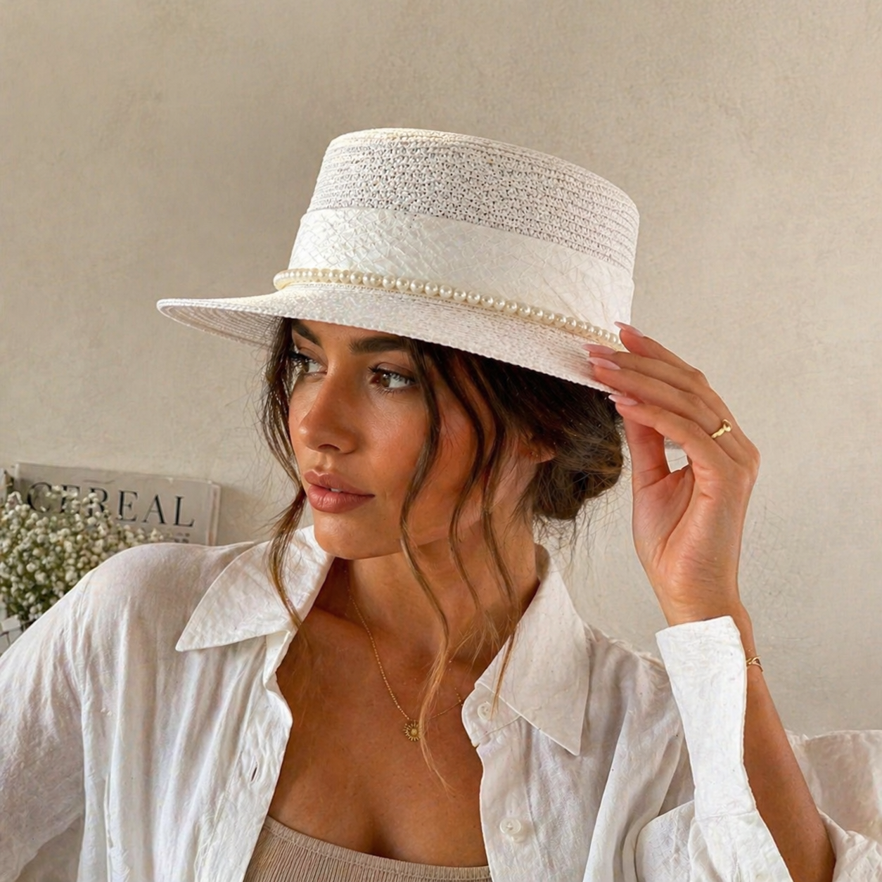 French elegant flat hat