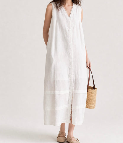 Leinen Spitzen Kleid