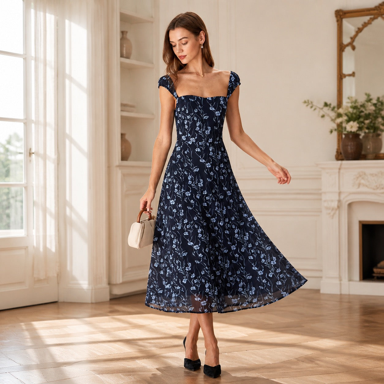 Blumen Midi Kleid