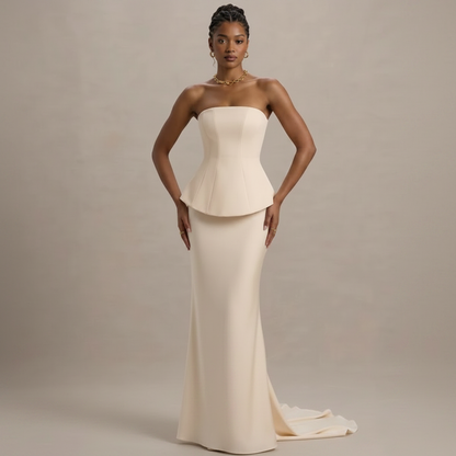 Ohio Korsett Maxikleid Cremeweiß