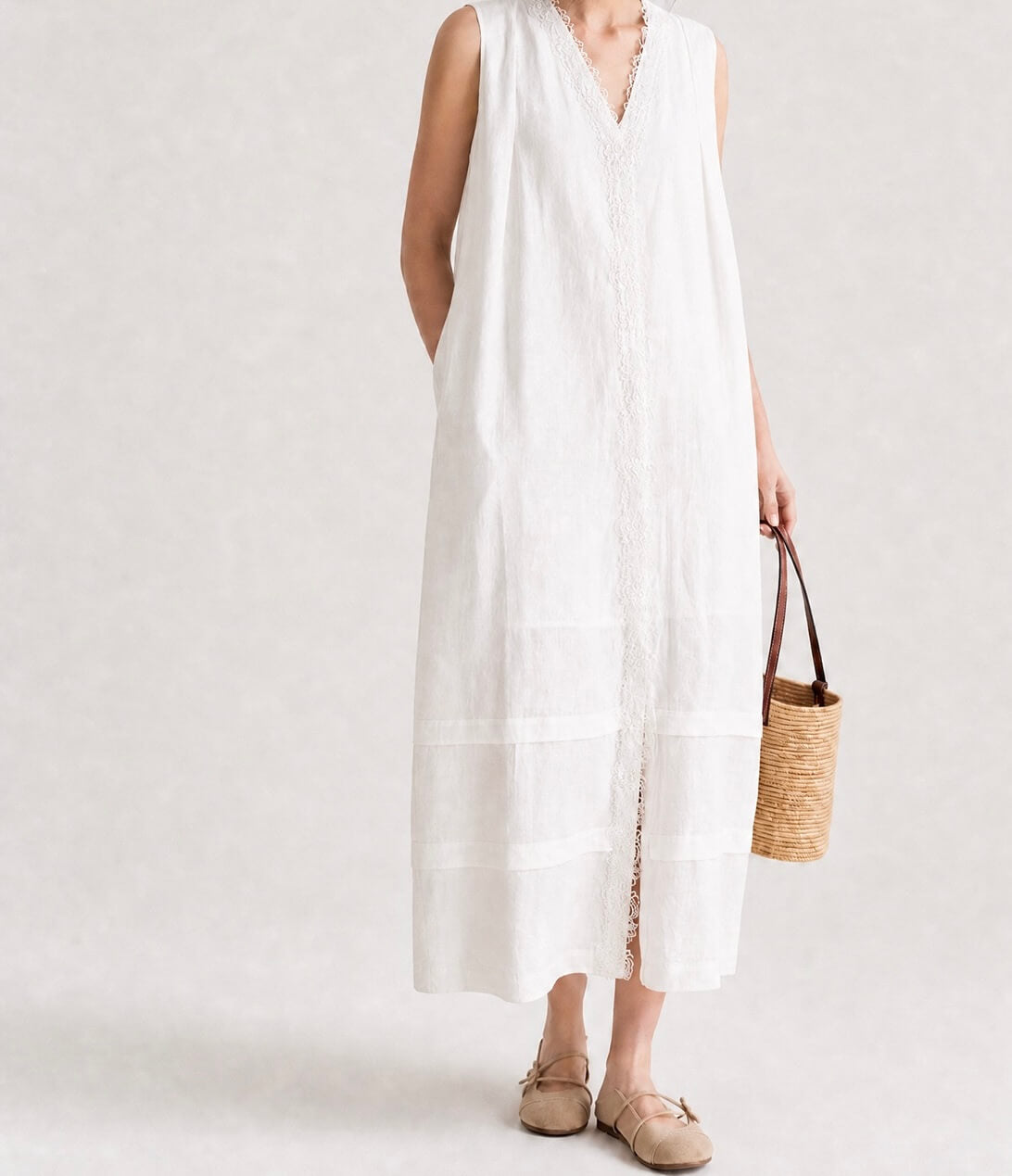Leinen Spitzen Kleid