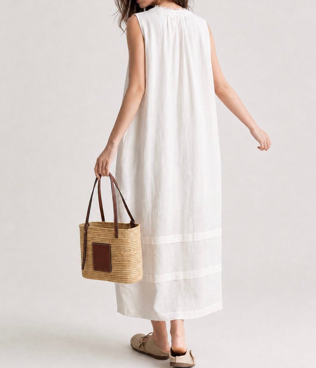 Leinen Spitzen Kleid