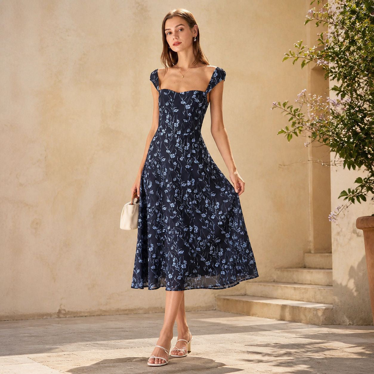 Blumen Midi Kleid