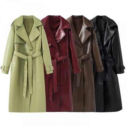 Leder Trenchcoat
