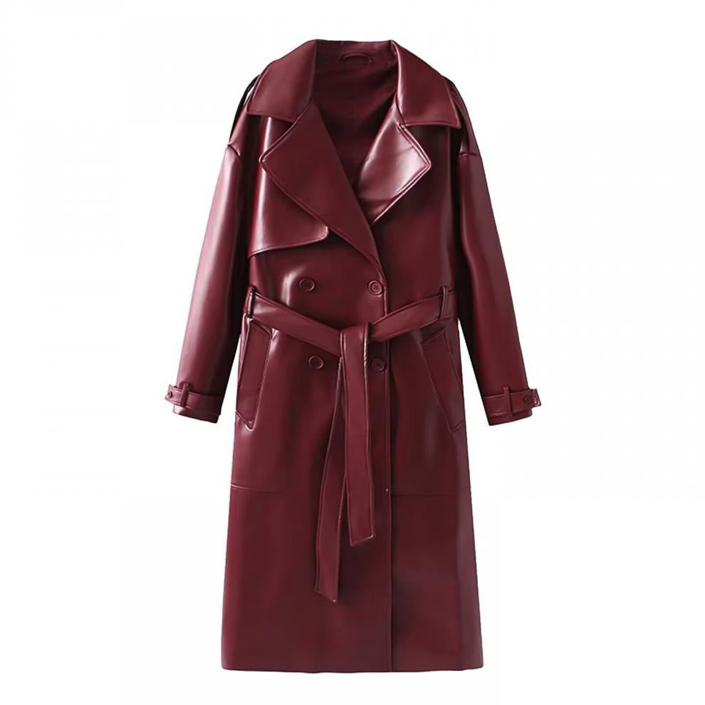 Leder Trenchcoat