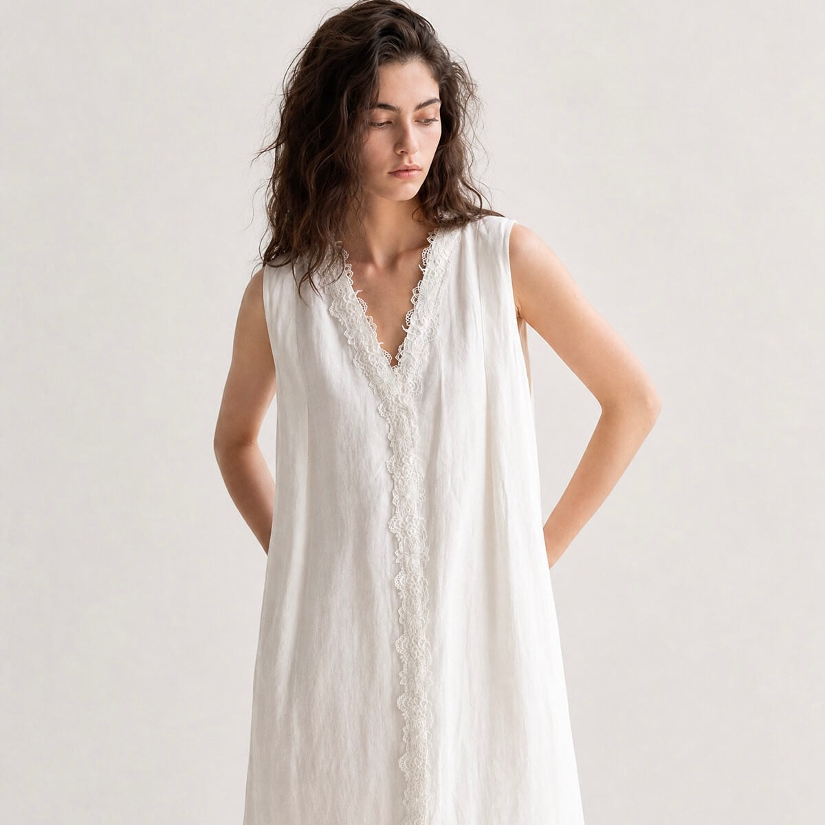 Leinen Spitzen Kleid